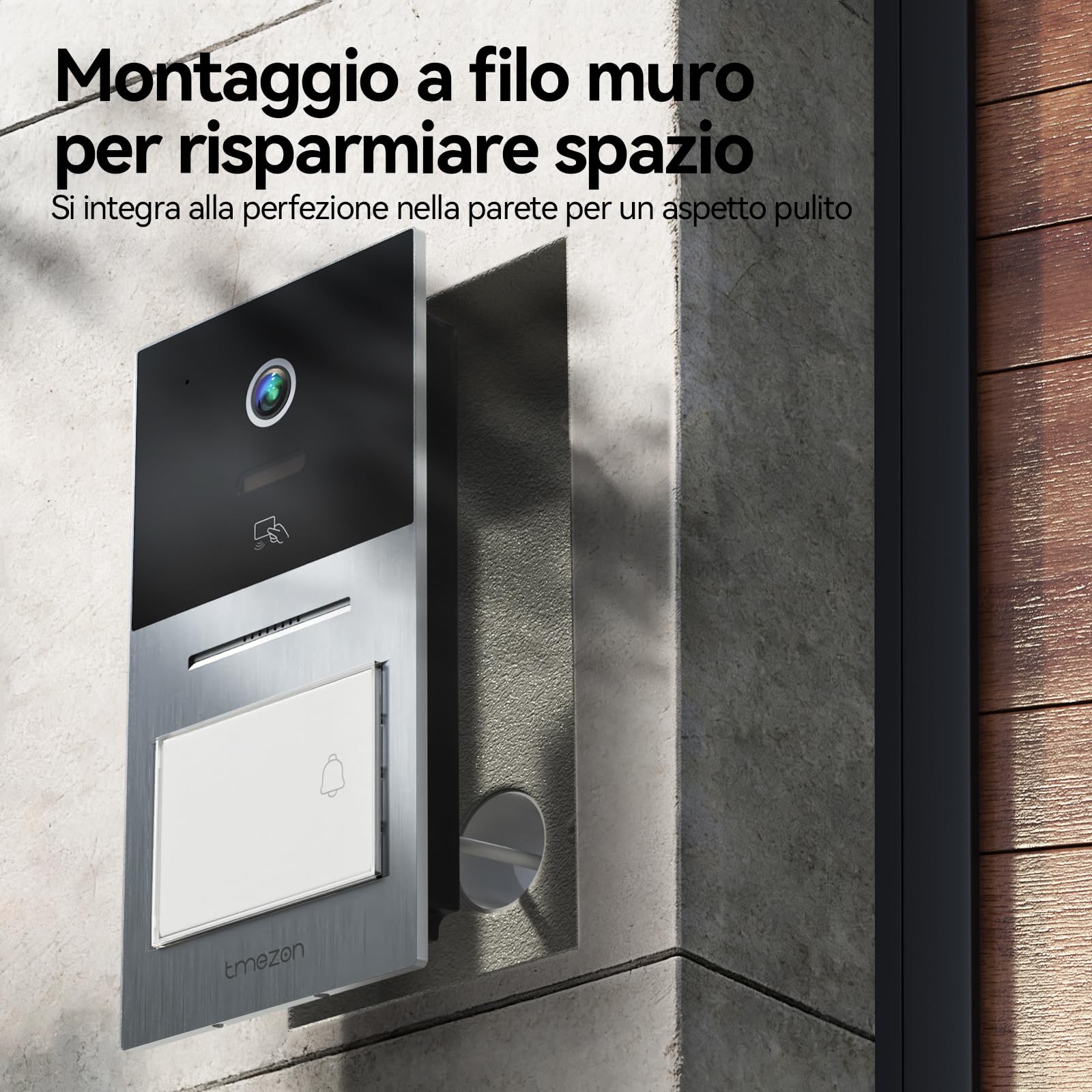 TMEZON Videocitofono Smart 2 Fili Video Citofoni Y70,Campanello Esterno con Telecamera,APP/Carta RFID Unlock,Rilevare Movimento Umano Intelligente,Monofamiliare