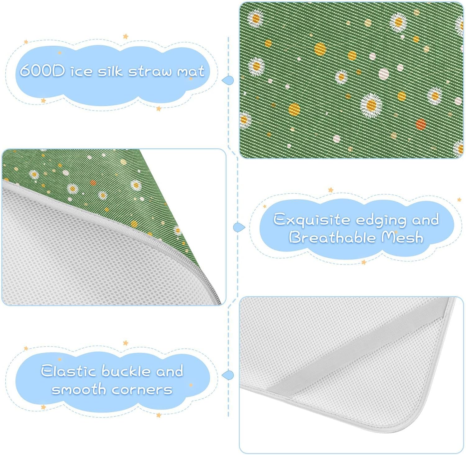 White Flower Green Cooling Baby Mattress Protector Pads 28" x 52" Washable Mattress Pads for Baby&Toddler