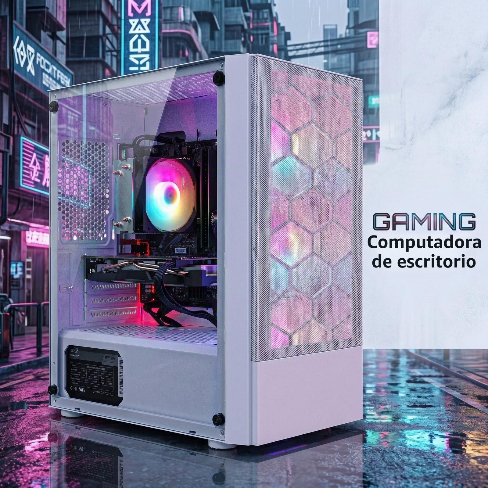 STGsivir PC Gaming, Ordenador de Sobremesa Gaming, AMD Ryzen 5 3400G hasta 4.2Ghz,16GB DDR4 RAM,512GB SSD,WiFi 6,BT5.0,RGB Ventiladores x3,Windows11 Pro
