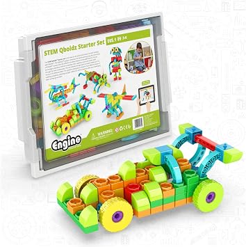 Engino STEM Qboidz Starter Set Nursery School 3-6 Years Old 1-2 Students in Plastic Box School and HomeSchooling Kit - Guided Experiements & Activities