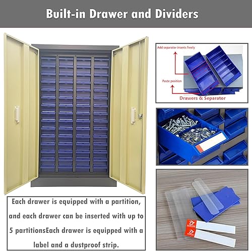 Miniatura 7 de Piezas Gabinete Herramientas Gabinete de almacenamiento 60 Cajón Piezas de plástico Organizador Cajones de almacenamiento de plástico 2 divisores 5