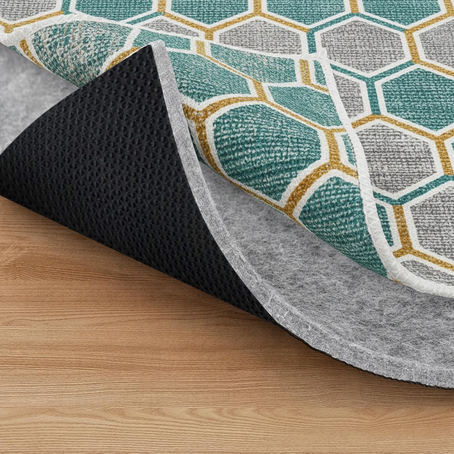 Non Slip Rug Pad 8x10 Feet, 4/25" Thick Felt Cushioned Rubber Rug Gripper Pad for Hardwood, Laminate, Stone, Tile, Wood, Vinyl Floors & Carpet, Anti Skid Under Area Rug Pads