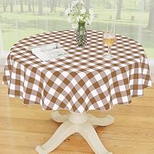Smiry Fall Tablecloth, Flannel Backed Vinyl Table Cloth, 60" Round