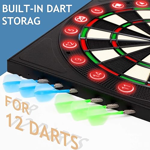 Miniatura 6 de Electronic Dartboard 34 Games 355 Variations with 12 Darts Illuminated Dartboard Dart Storage for 12 Darts