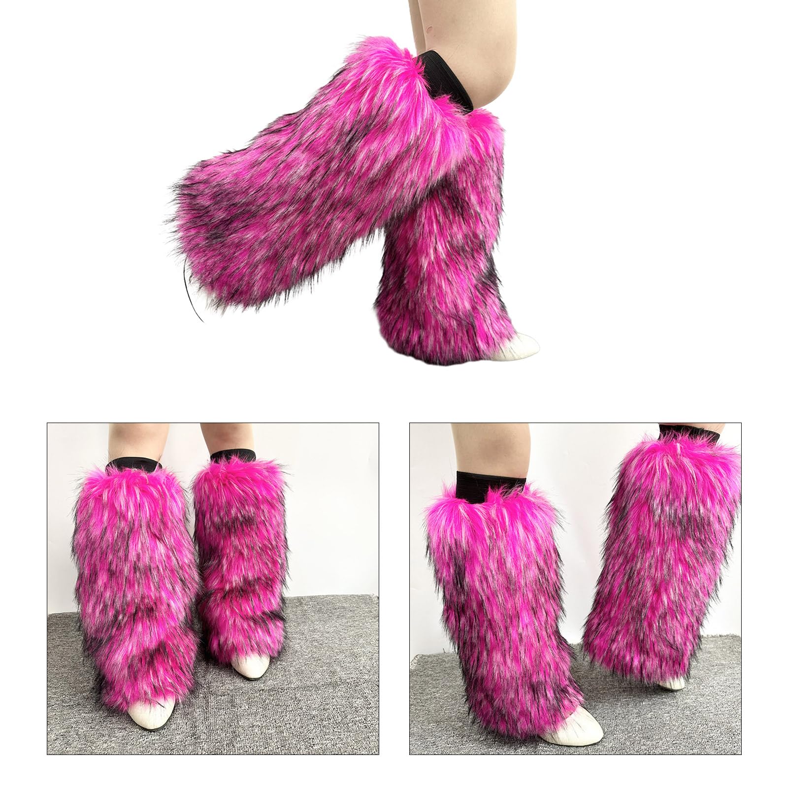 Calentadores de piernas de piel sintética para mujer, para invierno, cálidos, para botas, acogedores, Navidad, Halloween, fiesta, disfraz de cosplay