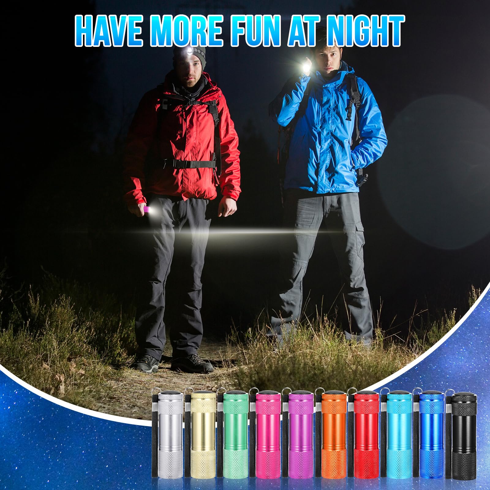 VIHOSE Mini-Taschenlampen, helles Aluminium, Hand-Taschenlampe mit Umhängeband, kleine LED-Taschenlampe für Notfall, Hurrikan, Kinder, Nacht, Lesen, Camping, Wandern, Partygeschenke, helle Farben, 12
