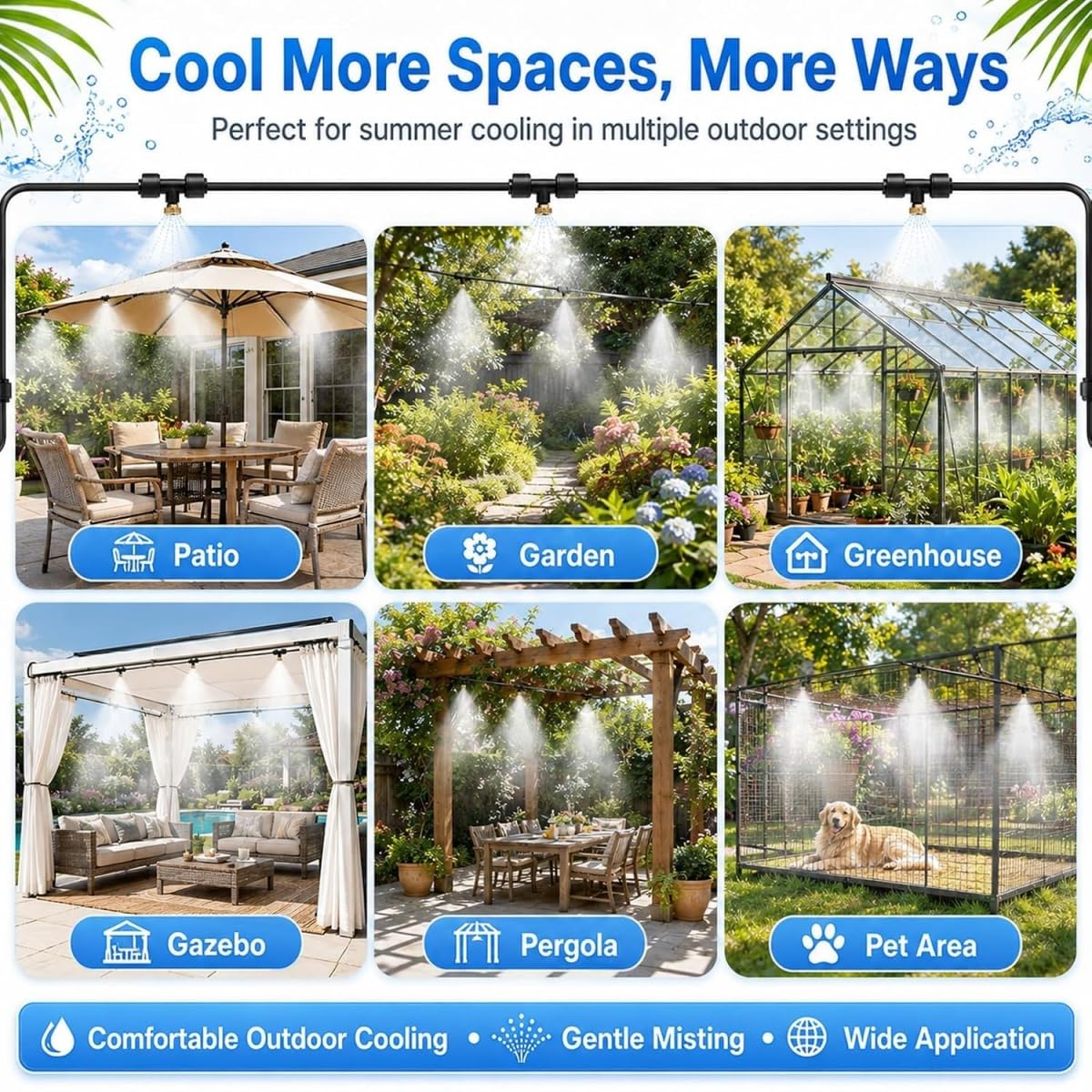 Brumisateur Terrasse Exterieur, Un SystèMe De Refroidissement Par Brumisation Avec Unité De Filtration D'Eau, Adapté Aux Jardins, Pelouses Et Serres ExtéRieures. (15m)