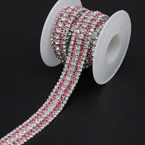 Miniatura 4 de Jerler Cadena de diamantes de imitación de cristal rojo de 1 yarda, decoración y adornos de novia, ideal para bodas, 0.6 pulgadas de ancho