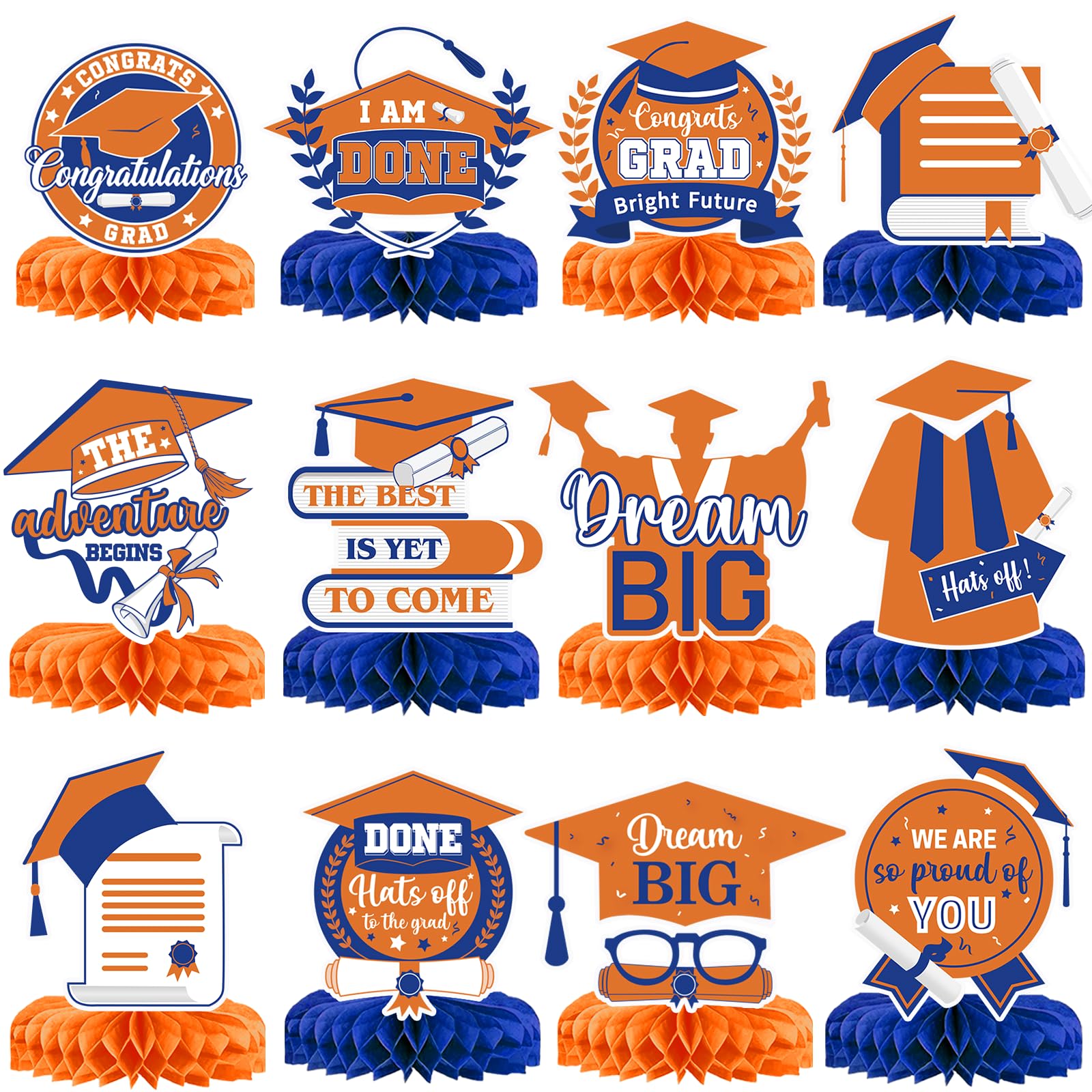 Orange and Blue Graduation Centerpieces for Tables 2025 Graduation Decorations 2025 Graduation Table Decorations 2025 Grad Party Decorations 2025 Class of 2025 Decorations