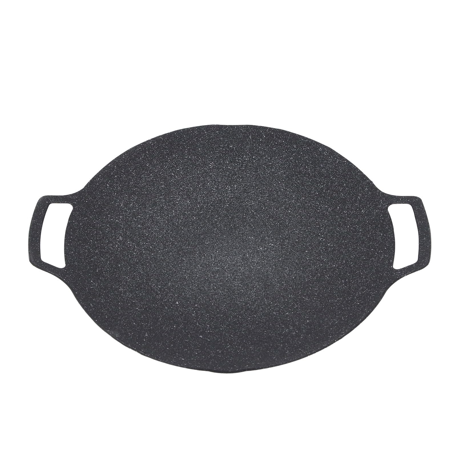 Plancha redonda antiadherente de aleación de aluminio, sartén con doble Mango para barbacoa, Camping, Picnic, cocina al aire, uso en cocina interior (33CM)