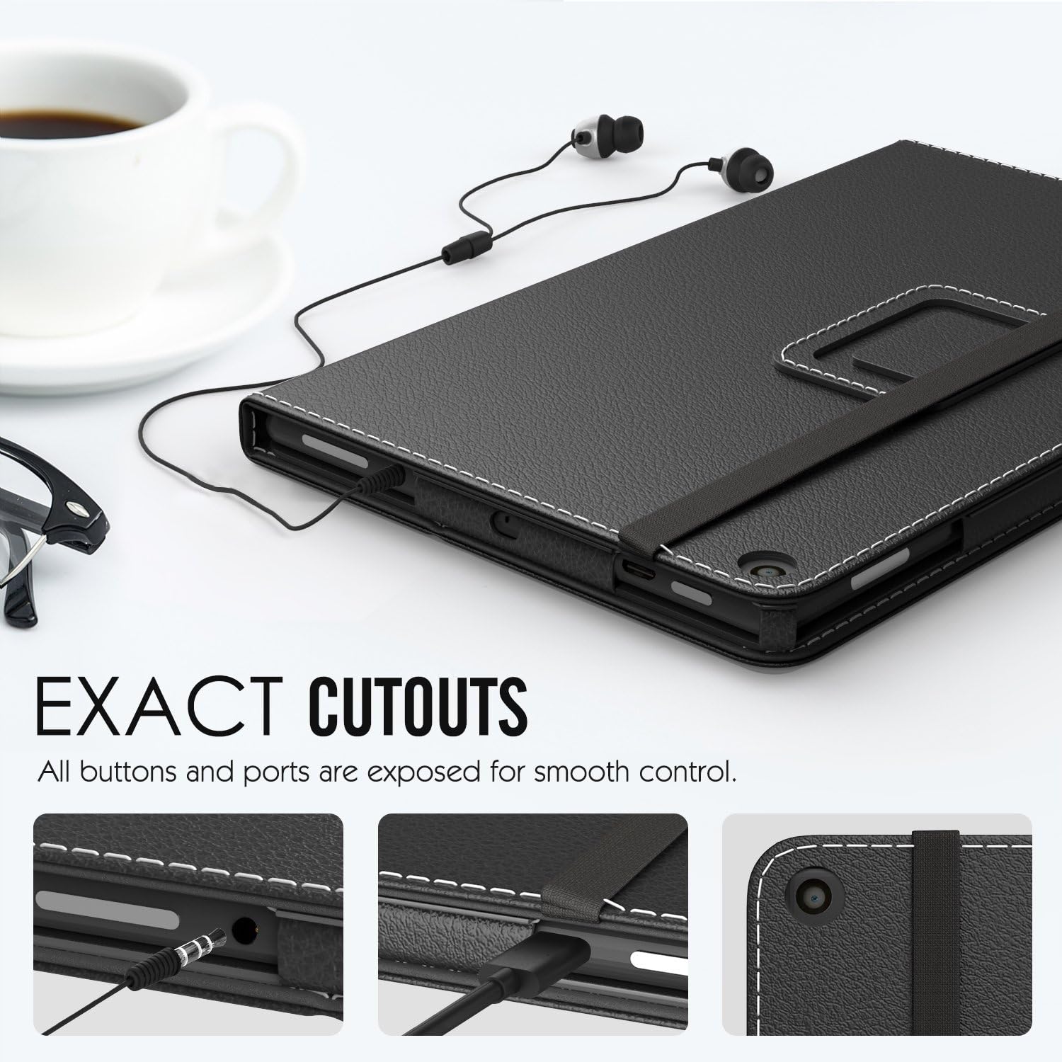 MoKo Case for All-New  Fire HD 10 Tablet (7th Generation and 9th Generation, 2017 and 2019 Release) - Slim Folding Stand Cover with Auto Wake/Sleep for 10.1 Inch Tablet, Black : Electronics