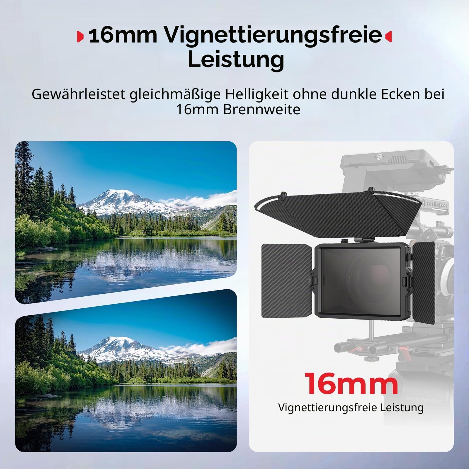 SMALLRIG Mini Matte Box Pro Flag Kit mit Zwei 4 x 5,65 Filterrahmen, Modulares Blendschutzsystem mit Φ67/72/77/82-95mm Adapterring, Leichtes Carbonfaser-Design – 3680B