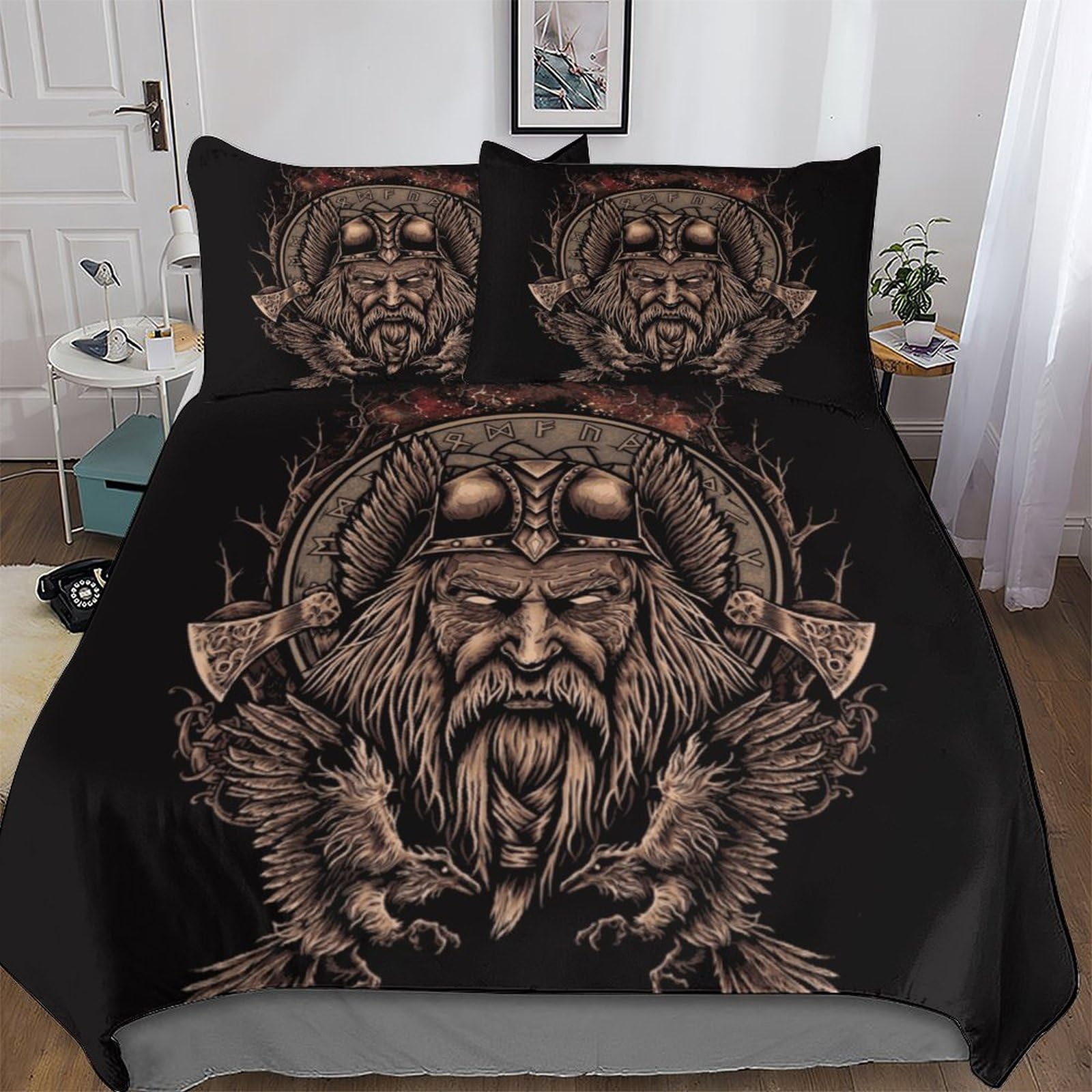 Housse de couette Viking 220x240 parure de lit microfibre 3 pièces