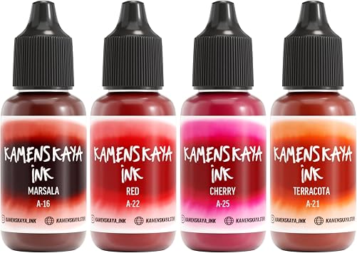 Kamenskaya Alcohol Ink Set Vintage Reds 4 x 0.51 Fl Oz Bottles