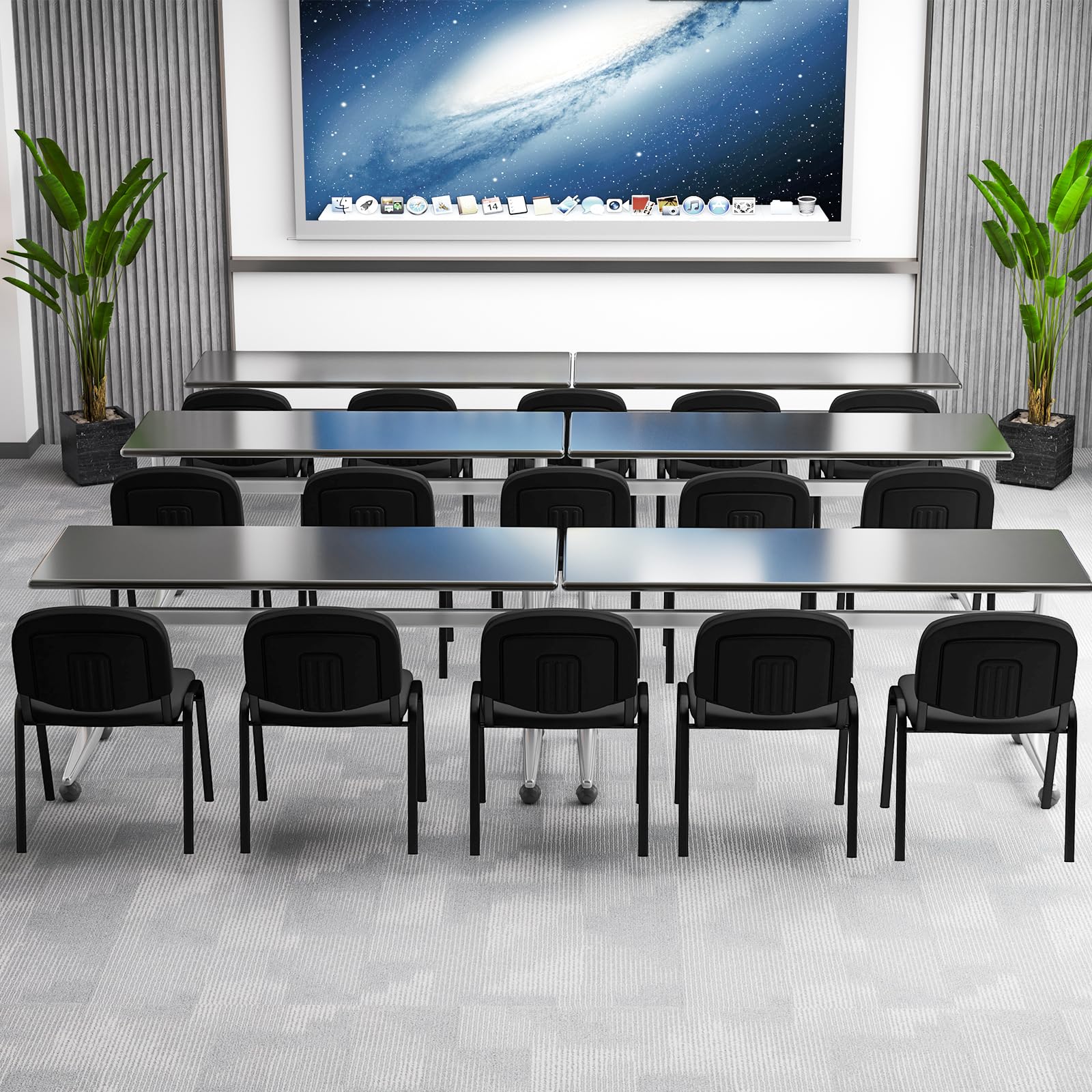 GYMAX 5er Set Konferenzstühle stapelbarer, Besucherstuhl ohne Armlehnen