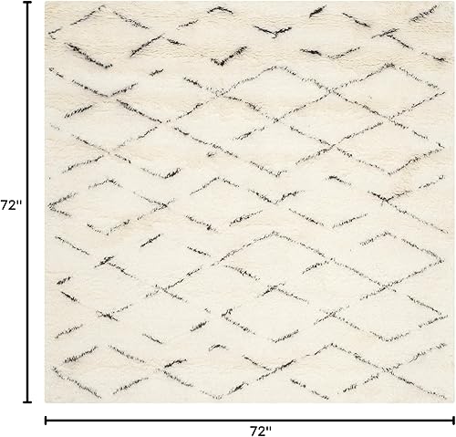 Miniatura 2 de SAFAVIEH Casablanca Collection - Alfombra cuadrada de 6 pies, color marfil y marrón, hecha a mano de lana marroquí boho neozelandesa, 1 pulgada de