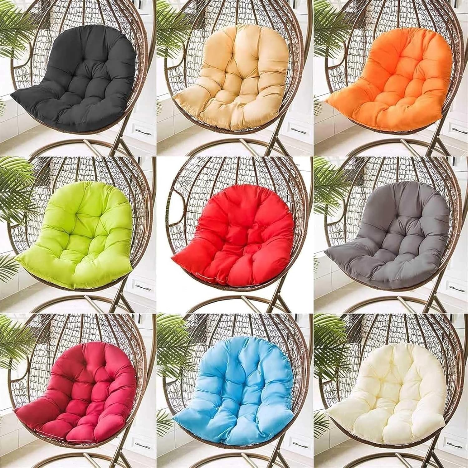 Cojín Silla Colgante Huevo, Silla De Huevo Colgante Silla De Columpio Cojín Grueso Nido, Hamaca Colgante Cojín Patio Jardín Columpio Balancín De Ratán,J