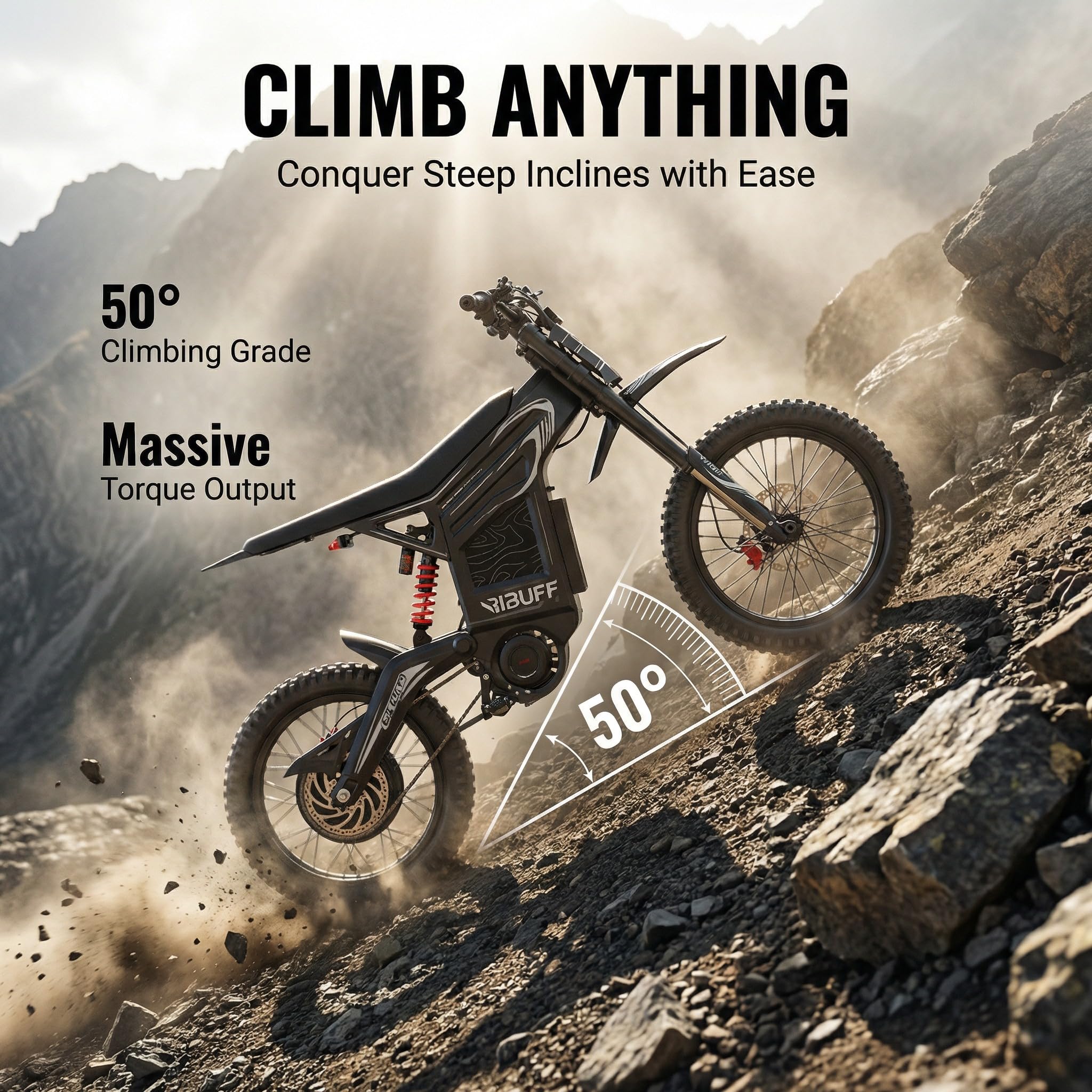 GT600 Bicicleta Eléctrica para Hombre, Moto Eléctrica para Adultos con Batería de 72V 30Ah, Neumático Todo Terreno de 19" /17", Frenos Hidráulicos Motocross Eléctricos, Hasta 100 km