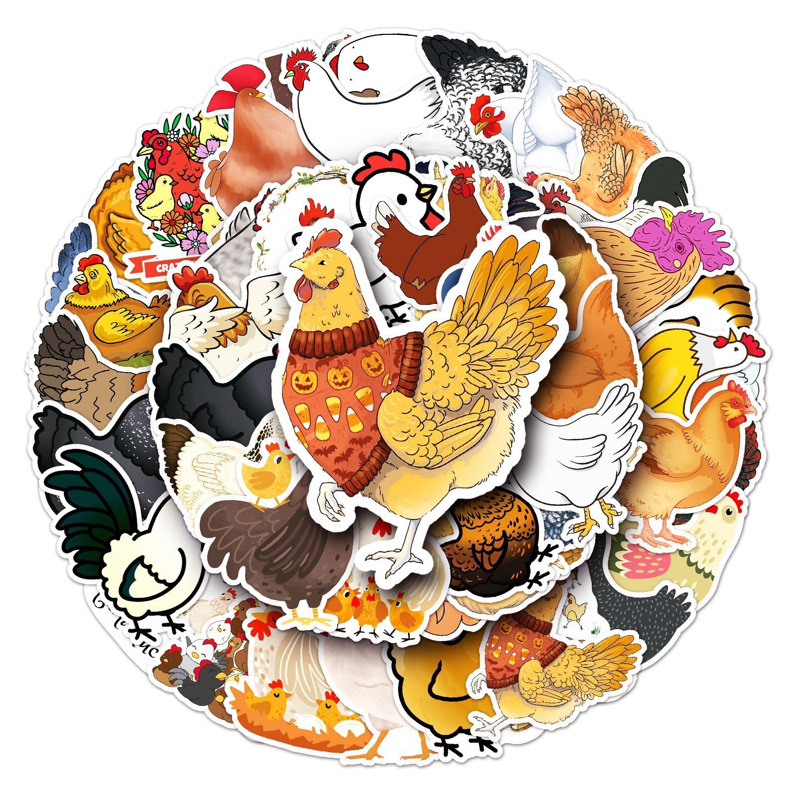 Norinoya 50PCS Chicken Rooster Stickers for Easter, Scrapbooking, Birthday Gift, Party Supply — image 1