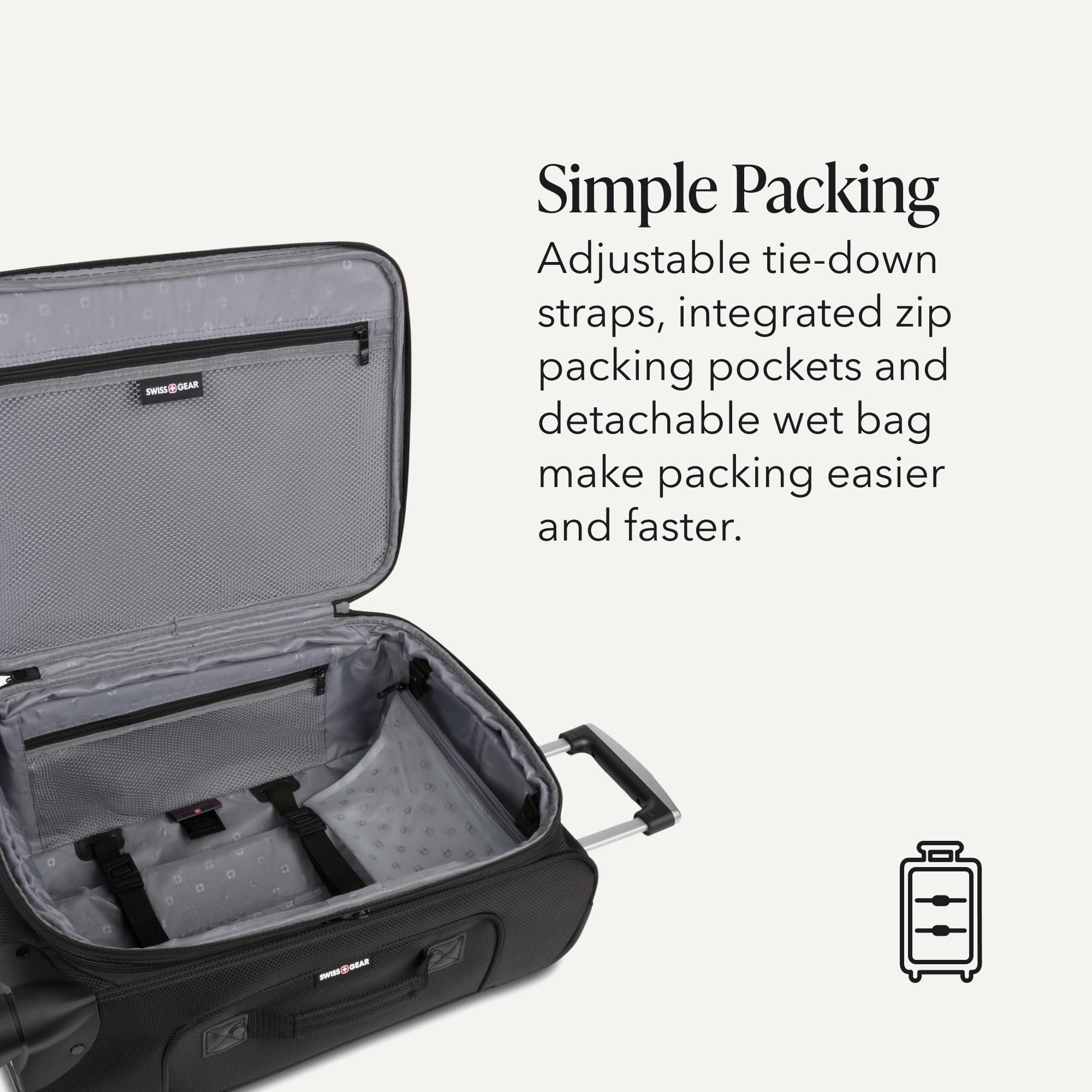 SWISSGEAR Sion Softside Expandable Spinner Luggage Durable Lightweight Travel Suitcase, Black, 2-Piece Set (Carry-On/Large) view 4