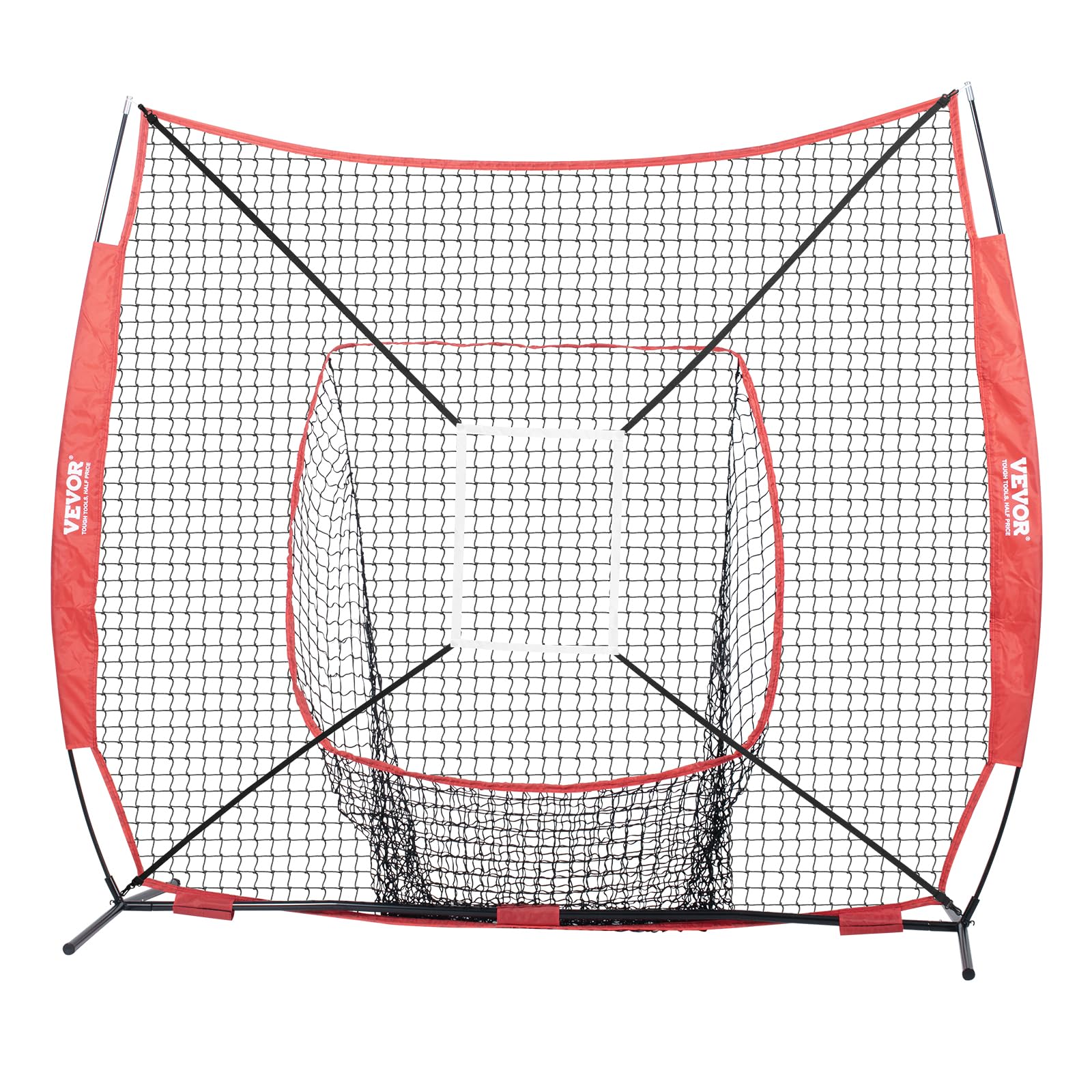 VEVOR Filet d'entraînement de baseball et softball, filet d'entraînement de baseball portable pour frapper, attraper, lancer, équipement de baseball avec cadre d'arc, sac de transport, zone de frappe,