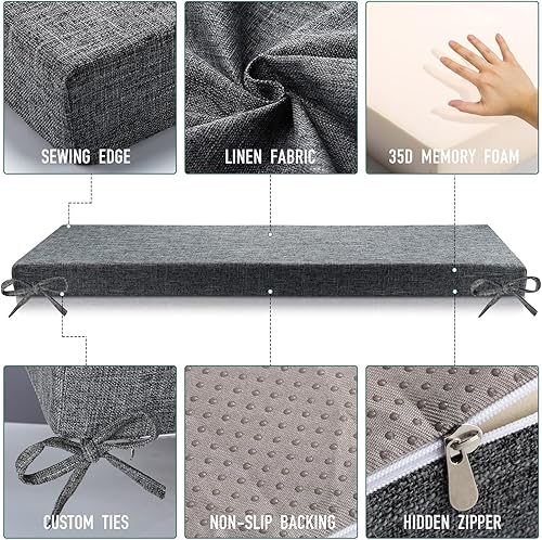 Miniatura 3 de ROE DEER Cojín de banco de tamaño personalizado, cojín de asiento de ventana de bahía, cojín largo de espuma gruesa para tapicería, cojines para