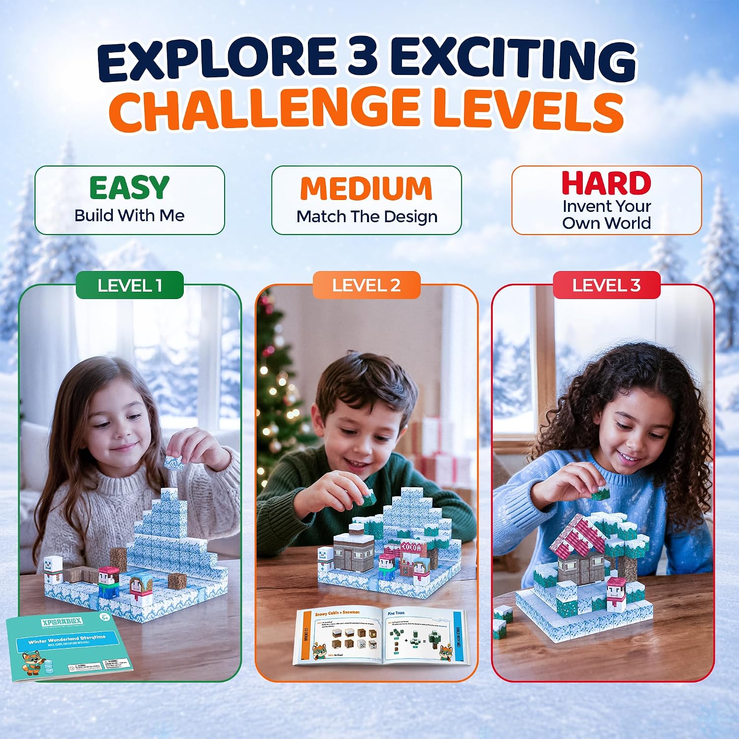 Magnetic Blocks Building Set, 462 PCS Pixel World Click Blocks Magnetic Building Cubes, 0.8" Magnet Blocks STEM Construction Toy for Kids Ages 5-12, Screen-Free Building Toy, Summer & Winte image 3