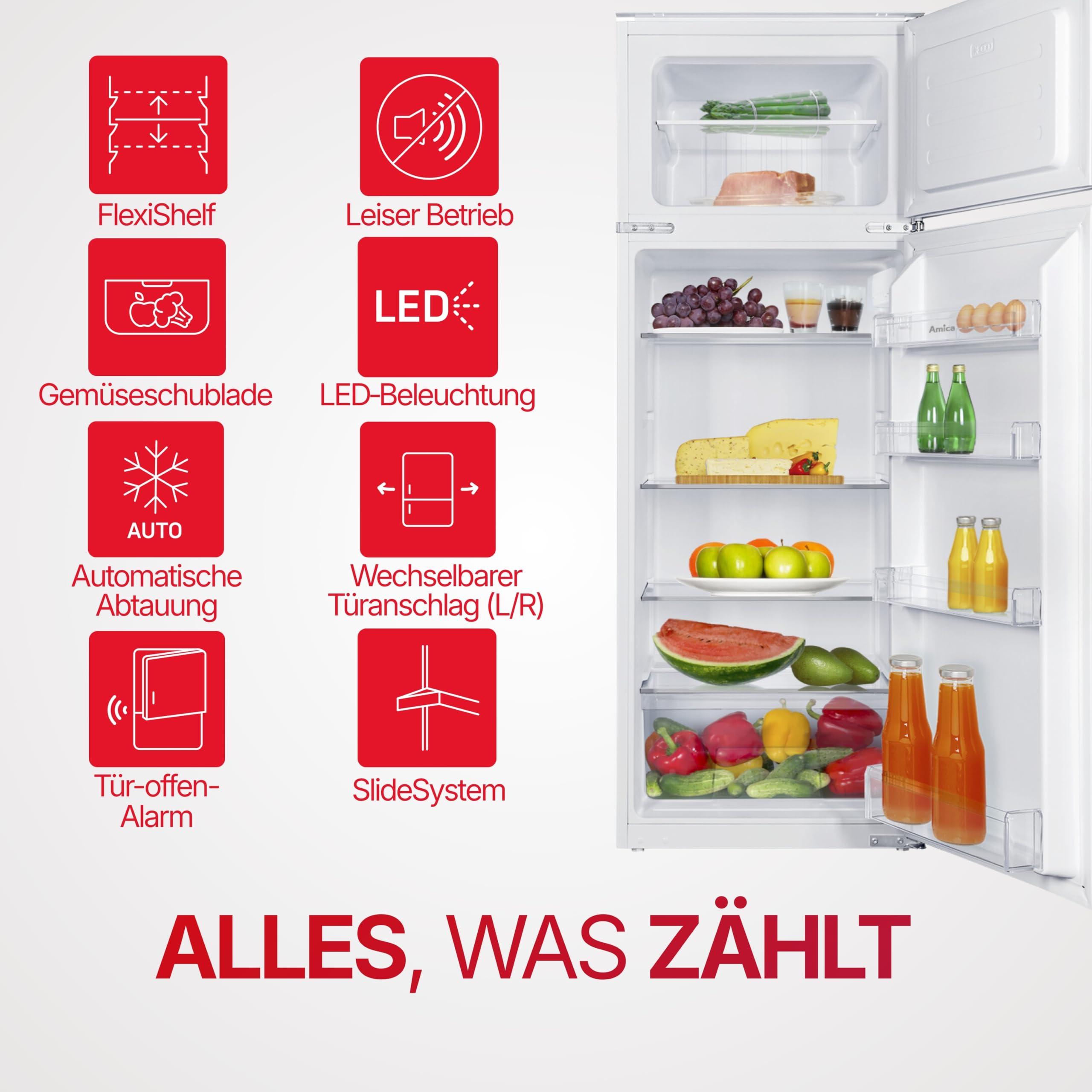 Amica Einbau Kühl-Gefrierkombination 220 L 145 x 54 x 54 cm EDTS 374 901
