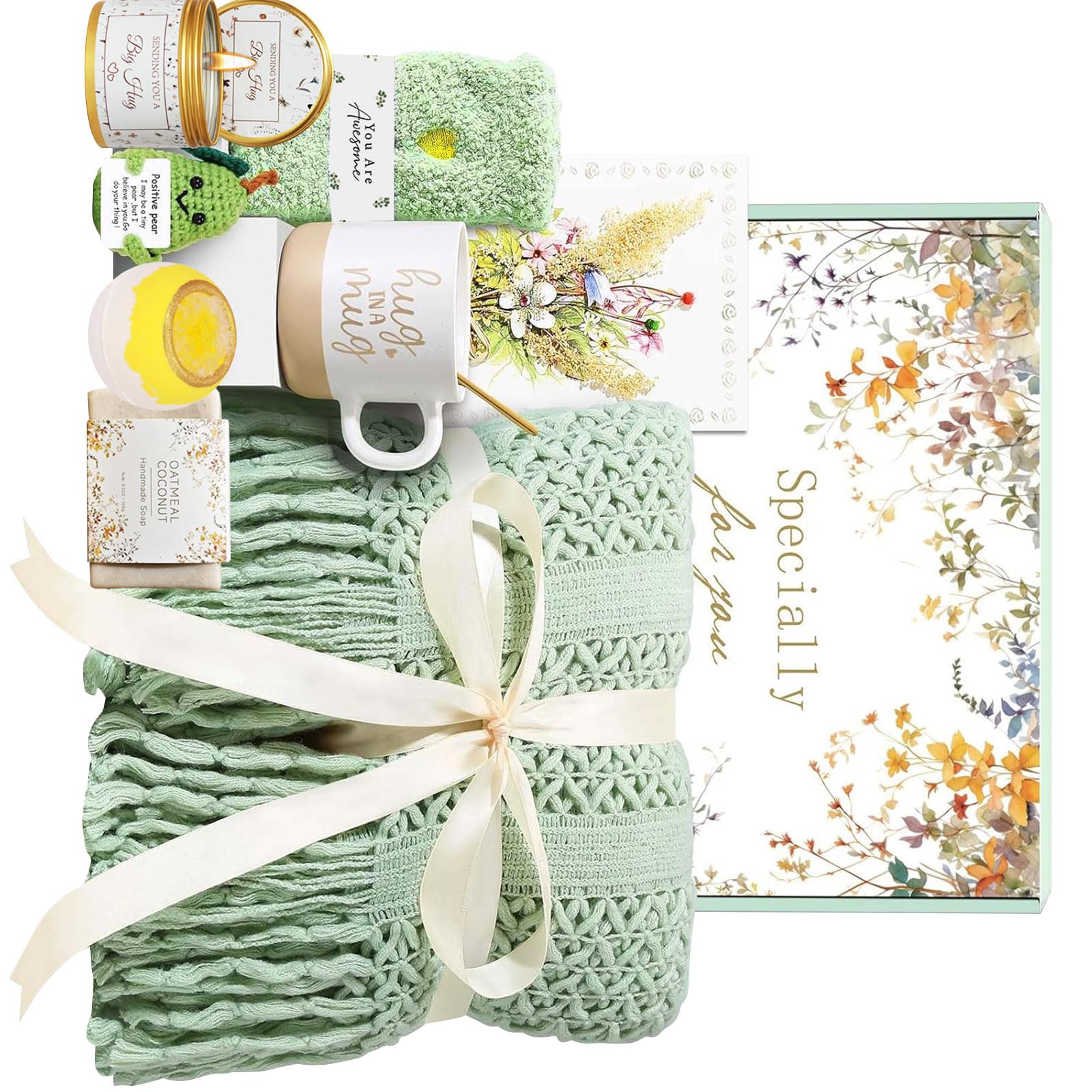 Qusinfc Women Wellness Gift Set Plush Blanket Cup Scented Caring Package Uplifting Women Care Plush Throw Travel Cup Elegant Wellness Pack for Her Cozy Blanket