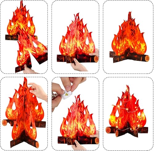 Miniatura 3 de Tioncy 6 juegos de centros de mesa de fogata falsos LED 3D con luces LED para campamento, fiesta, decoración de Navidad, antorcha de llama (15.8