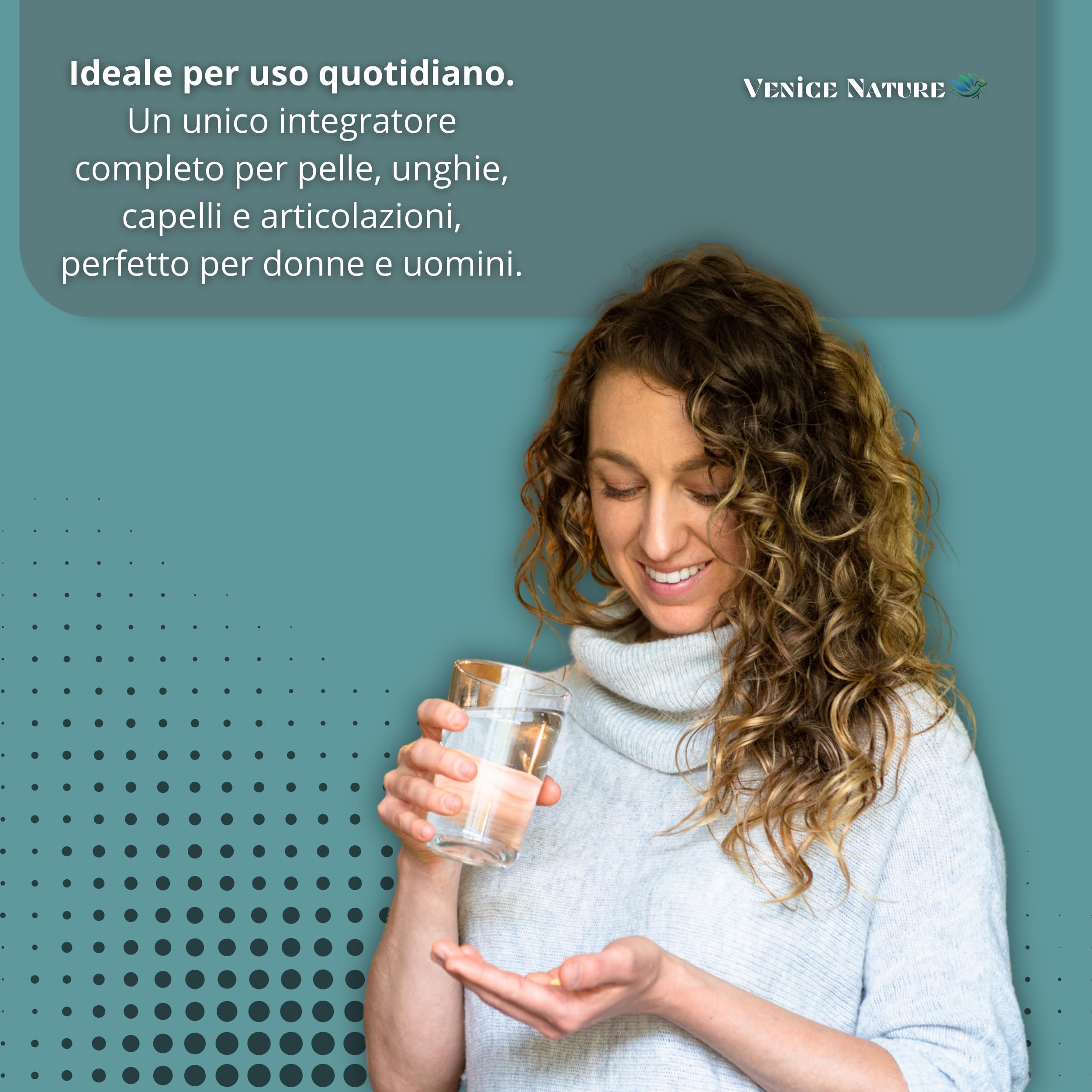 Collagene e Acido Ialuronico - Collagene Idrolizzato con Acido Ialuronico Coenzima Q10 + Vitamina C + Magnesio, Vitamina A - B6 - Collagene Completo Integratore - Collagen Venice Nature