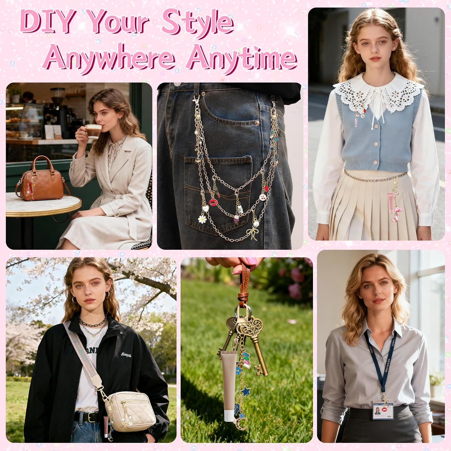 GUJYUYIF 12Pcs Lip Gloss Keychain Charms - Lip Balm Keychain Kit Exquisite Cute Charms Bag Purse Decor Gifts for Women Girls - Image 7