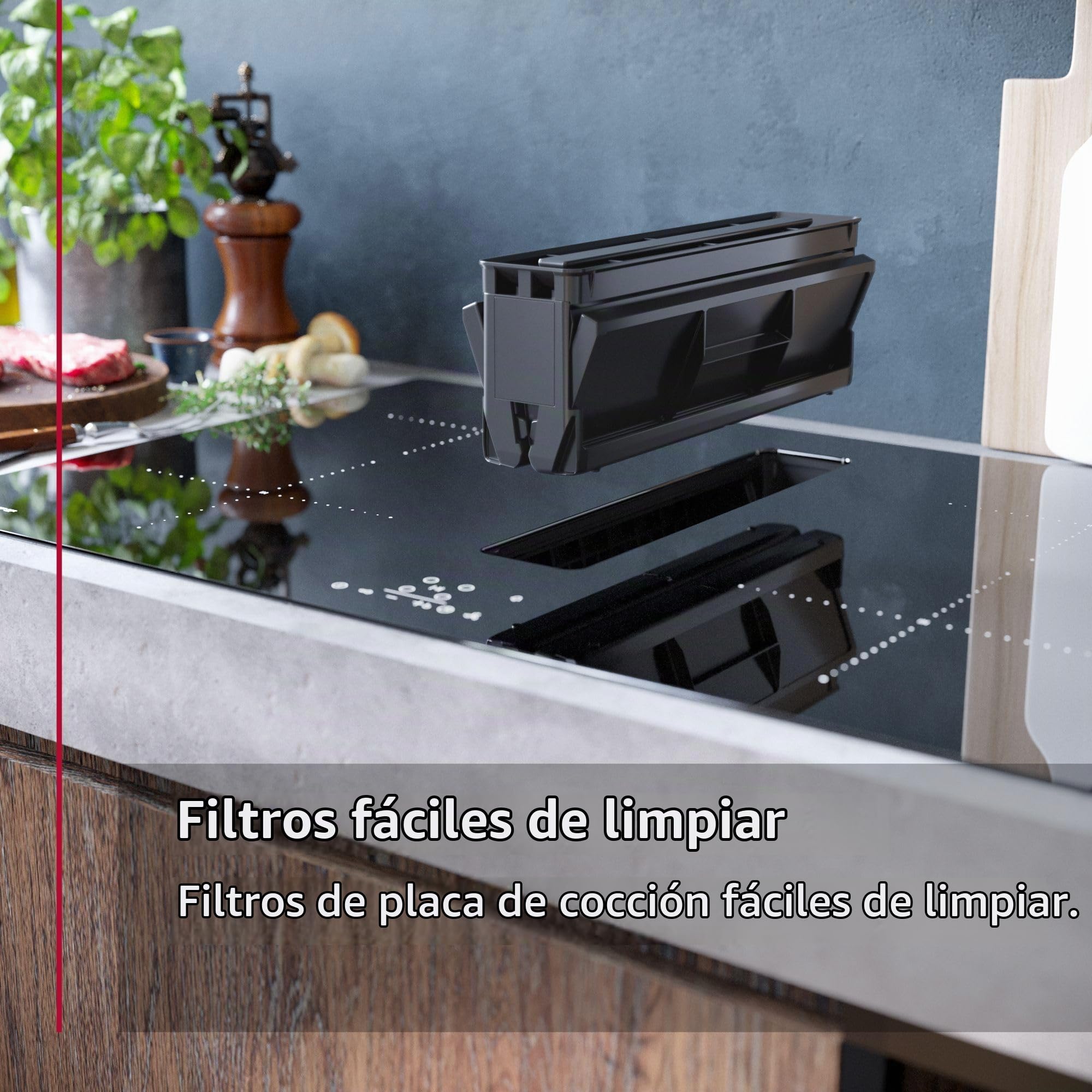 NEFF V68TTX4L0 N 90 Placa de inducción con extractor integrado de 80 cm, extremadamente silencioso, zonas flexibles intuitivas, sensor de aire automático, Twist Pad, filtro apto para lavavajillas