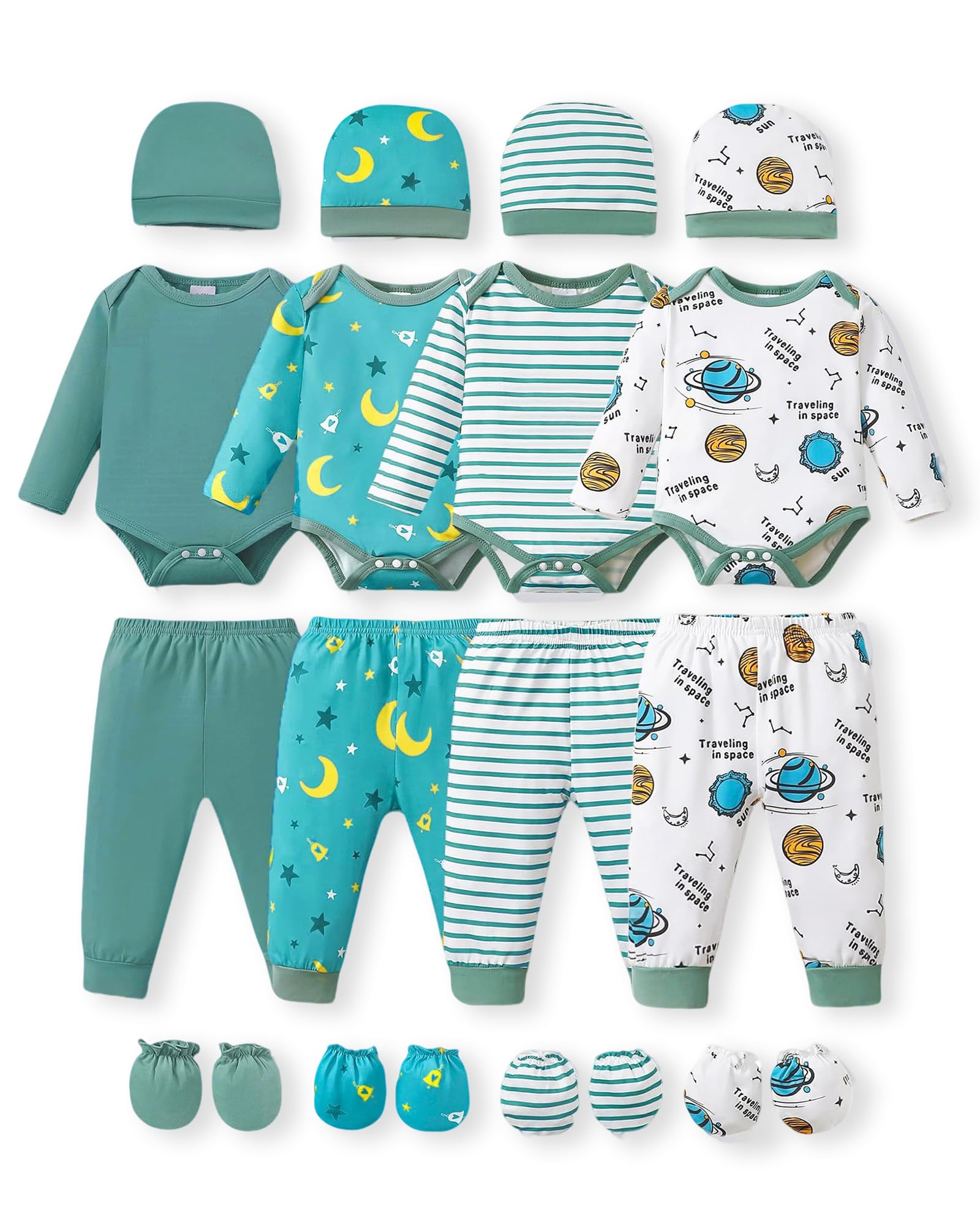 NZRVAWS Newborn Baby Boy Girl Clothes Unisex Preemie Infant Must Have Pants Set Outfits 0-18 Months 20 Pcs Essentials Gift