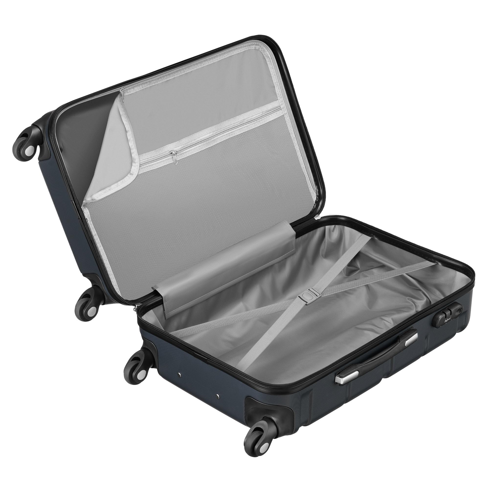Zelsius Koffer Set 4 Stück, Anthrazit | ABS Hartschalenkoffer mit Zahlenschloss, 4 Rollen und Innen Trennwand | Hartschalenkoffer Set 4 teilig, Trolley, Koffer Groß, Luggage Set, Handgepäckkoffer