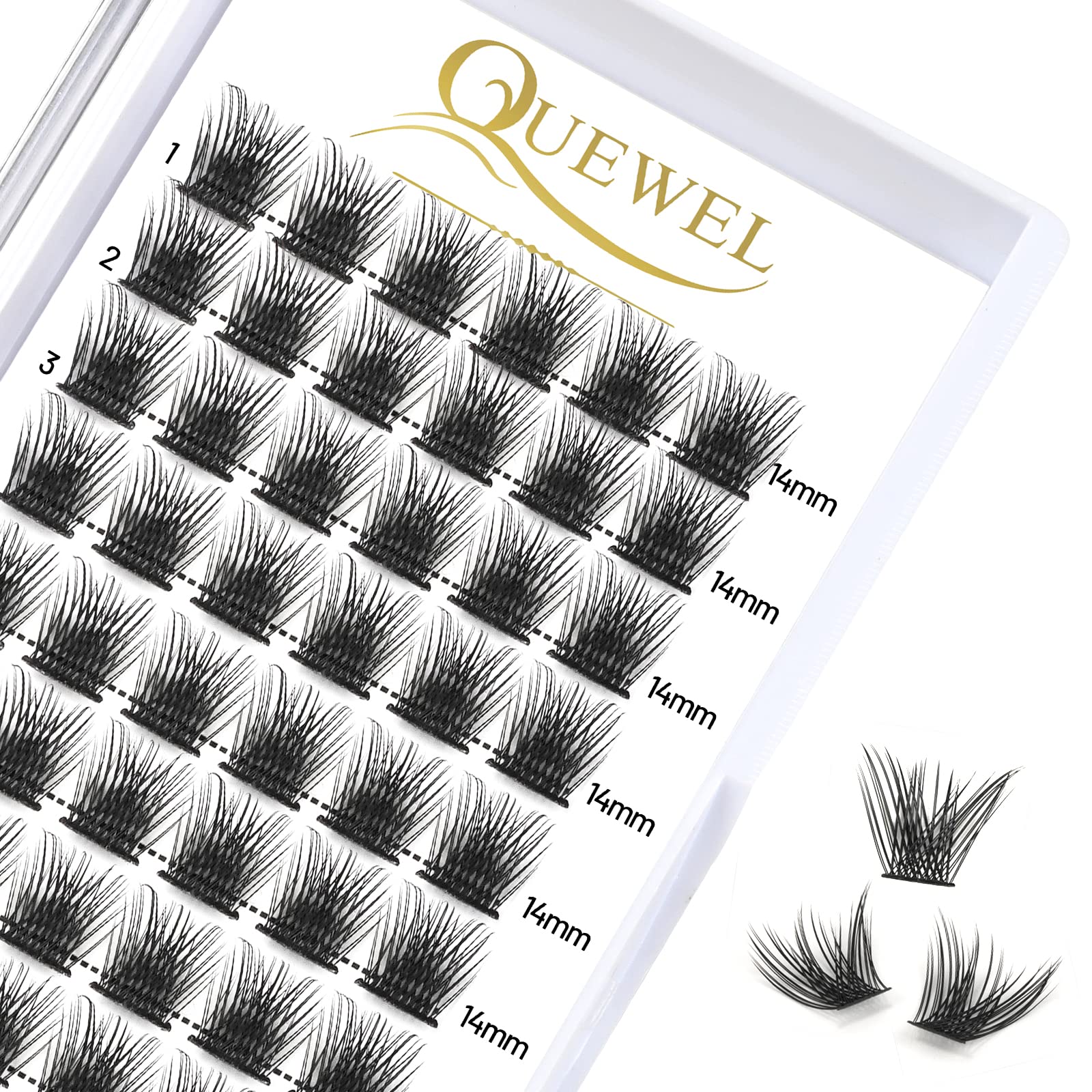 QUEWEL DIY Cluster Lashes - Individual Volume False Eyelashes, Soft & Light, Segmented, For Makeup Home Use (Honey01-D-MIX8-16mm) — view 36