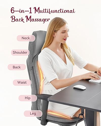 Miniatura 3 de Masaje de espalda para silla, masajeador Shiatsu de espalda y cuello con calor, amasado, rodamiento, vibración, asiento de masaje, almohadilla para