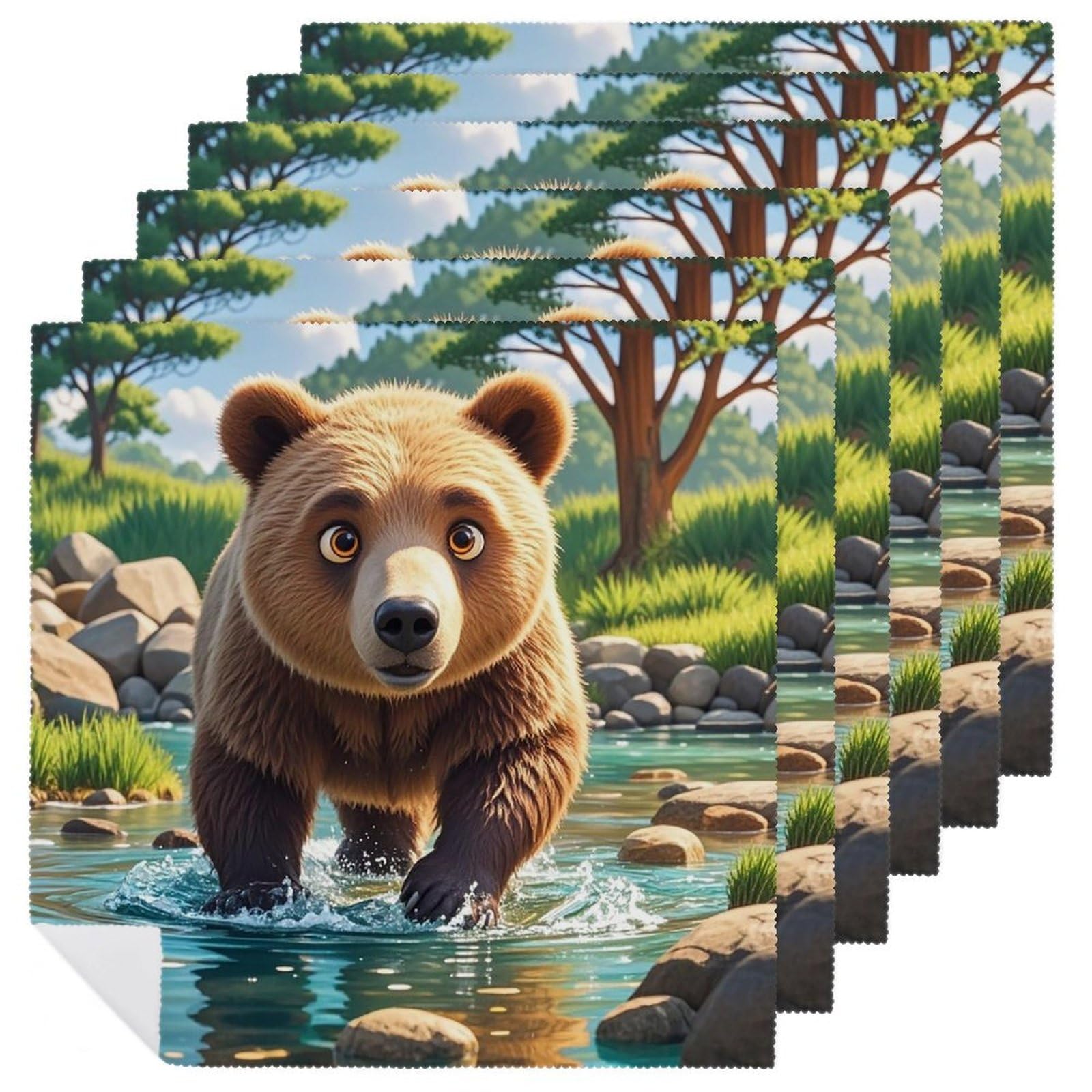 Servilletas de tela reutilizables con diseño de oso para decorar tus cenas diarias