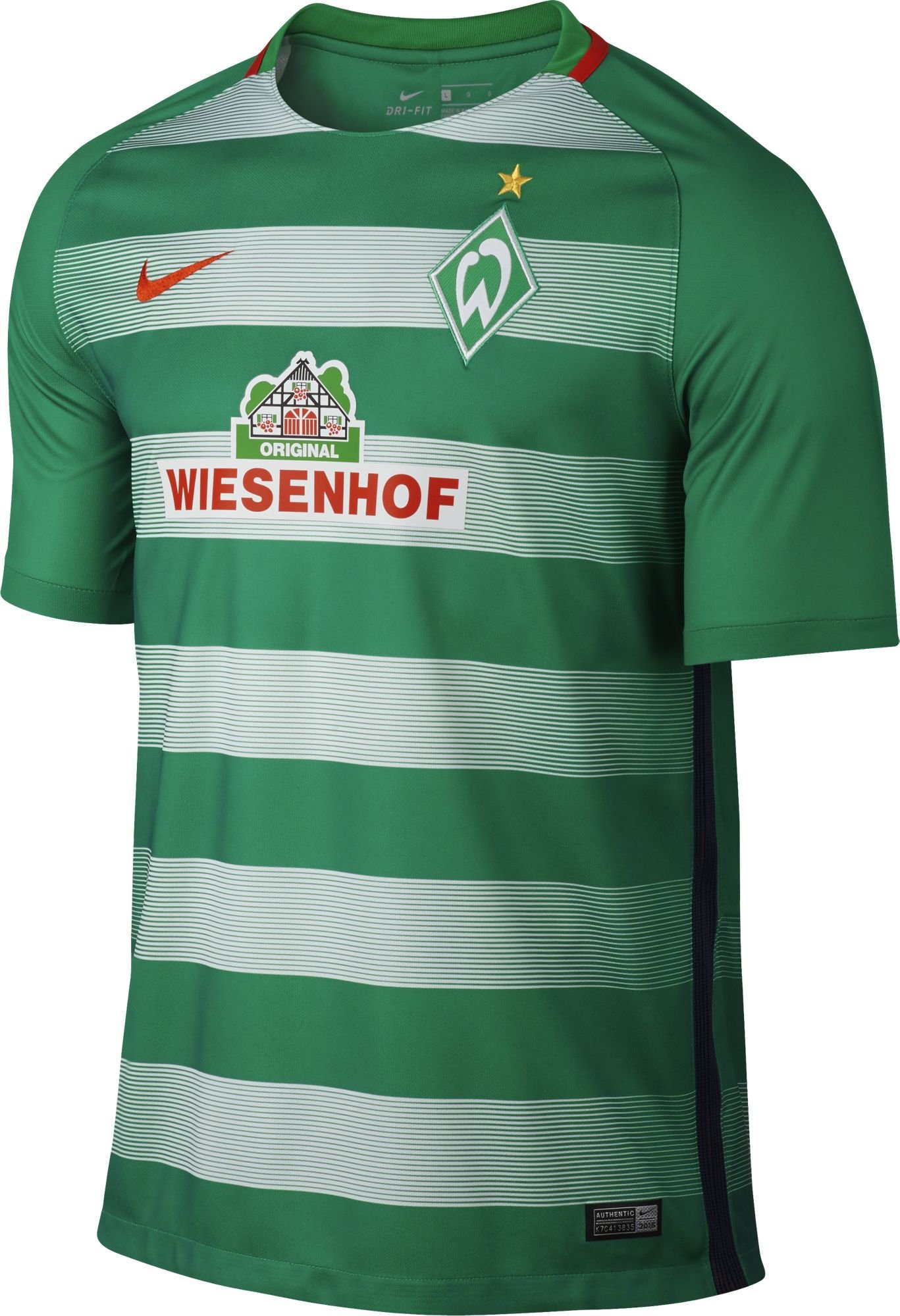 Nike Werder Bremen Men's Short-Sleeved Jersey (Lucid Green / Lucid Green / Team Orange) Size:M