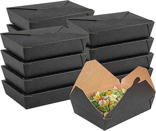 Miniatura 34 de Restaurantware Bio Tek - Cajas para llevar de 45 onzas, 50 loncheras para llevar, con cierre de tabulación, resistentes al calor, desechables, Rojo