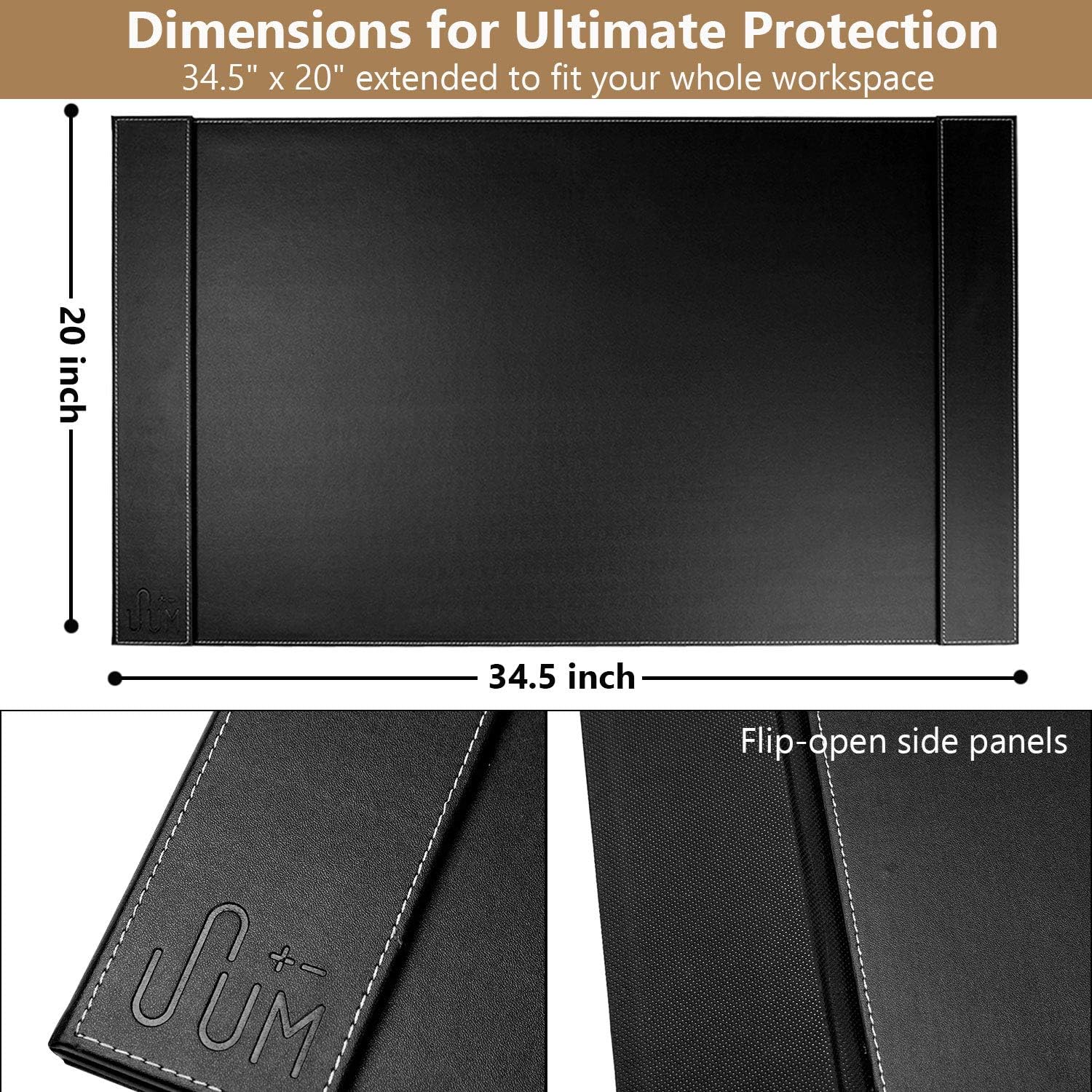 Multifunctional Office Desk Pad 34 x 20 Inch Premium Leather Desk Mat Blotters Laptop Keyboard Mouse Pad Organizer with Comfortable Writing Surface and Liftable Side Rails for Office Home : Office Products