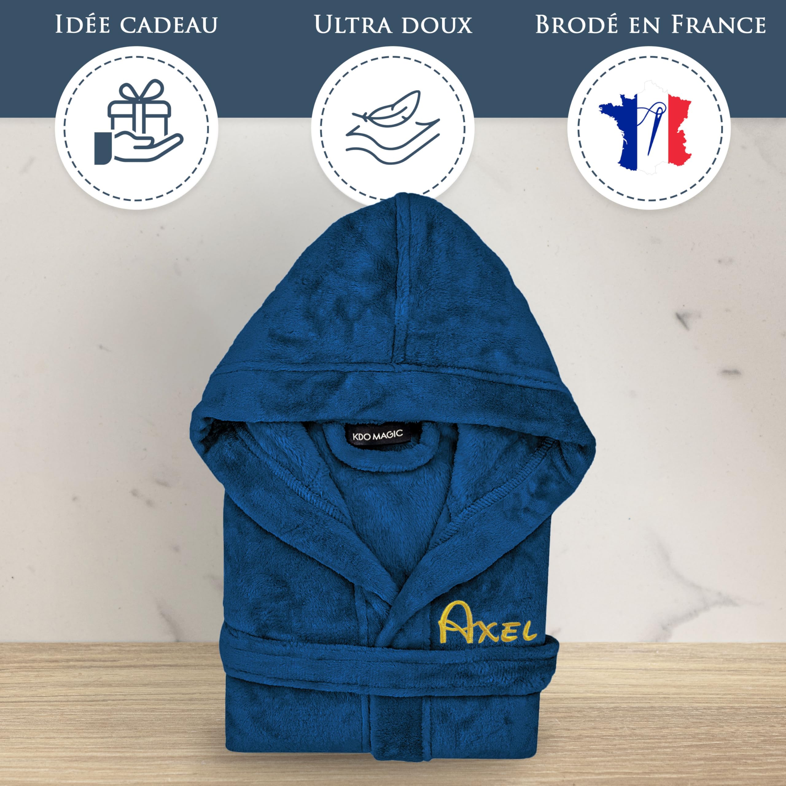 KDO MAGIC Robe de Chambre Enfant Personnalisé | Idée cadeau garçon, fille, anniversaire, noël | Peignoir personnalisable avec prénom brodé