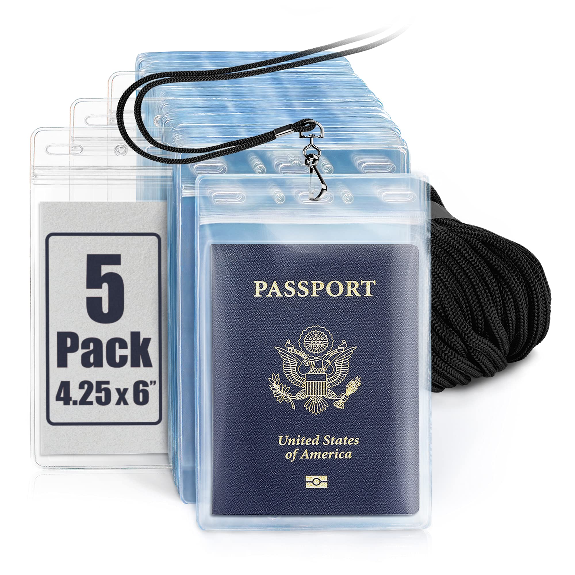 Buy MIFFLIN Vaccine Card Holder and Lanyard Set (Black Lanyards, Clear