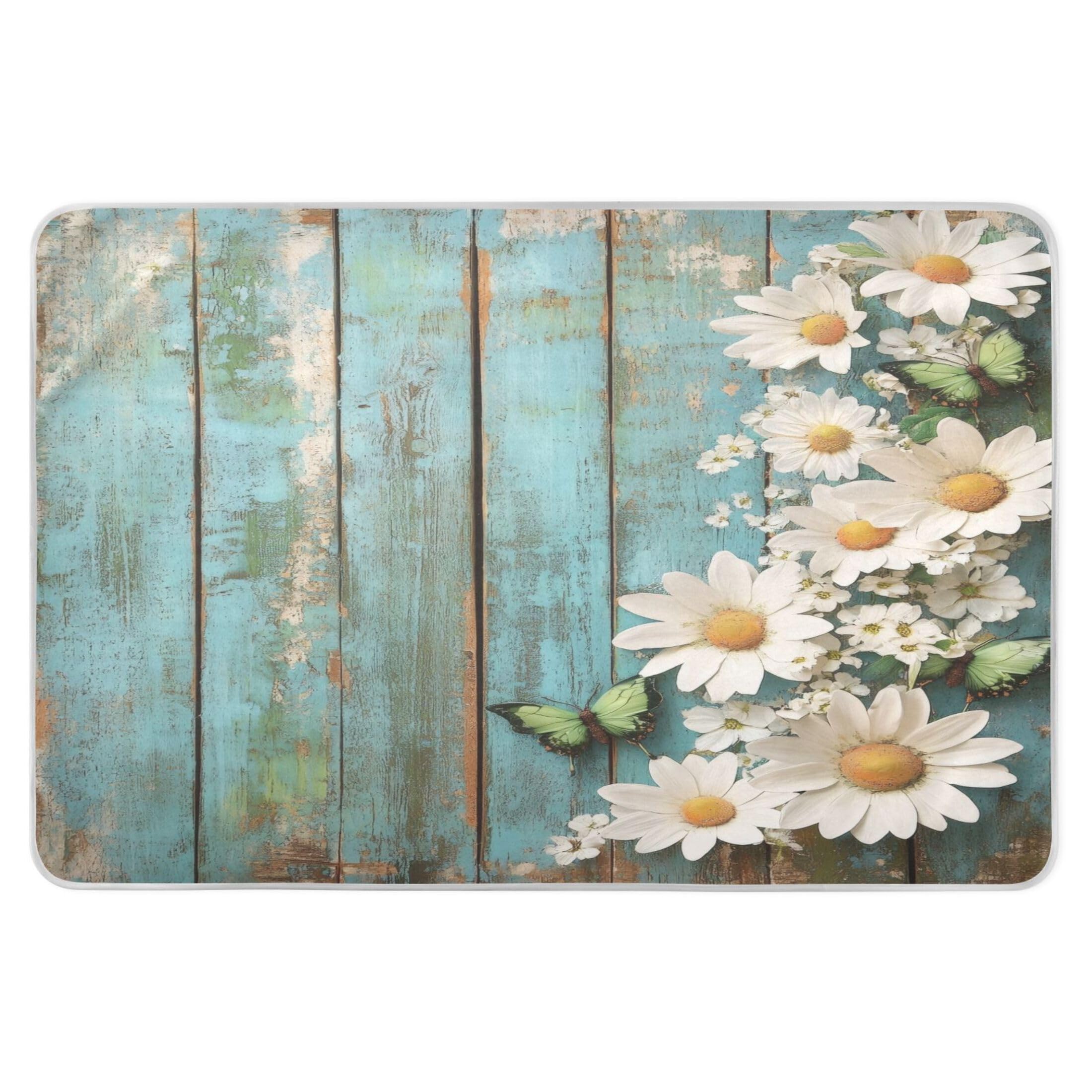 Takiito Daisy Flowers on Wood Bed Pad Reusable Bed Underpad Washable Waterproof Leak-Proof Quick Dry Incontinence Pee Pad for Toddlers Kids Adults Pets 34x52 in