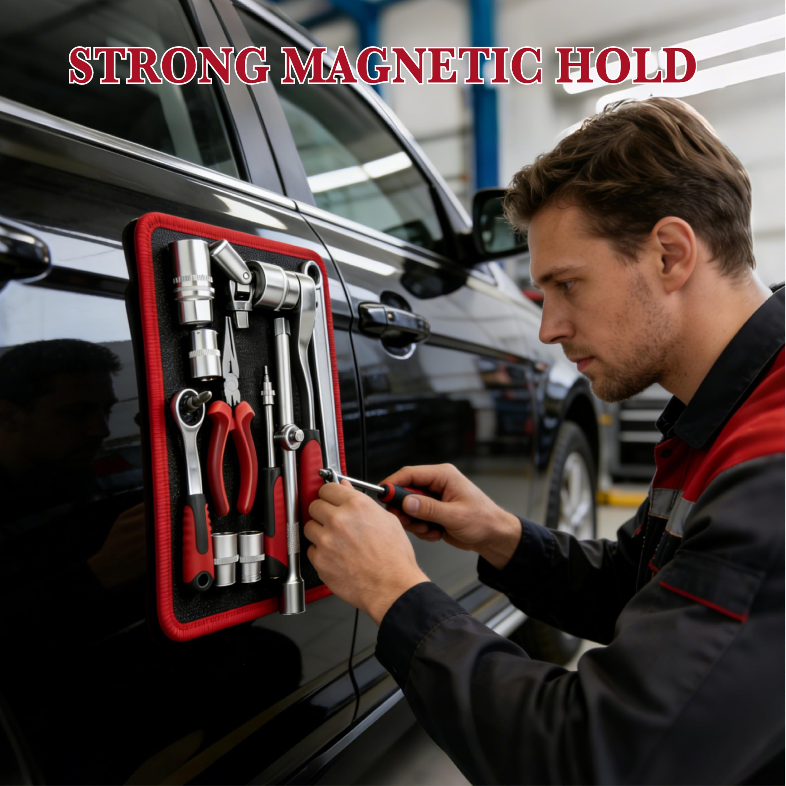 Magnetische Werkzeugmatte, 3 PC Magnetische Matte für Werkzeuge, Flexible Magnetische Matte & Tray Halter mit PVC, Heavy Duty Magnetische Teile Halter, Magnetischer Werkzeughalter für Garage