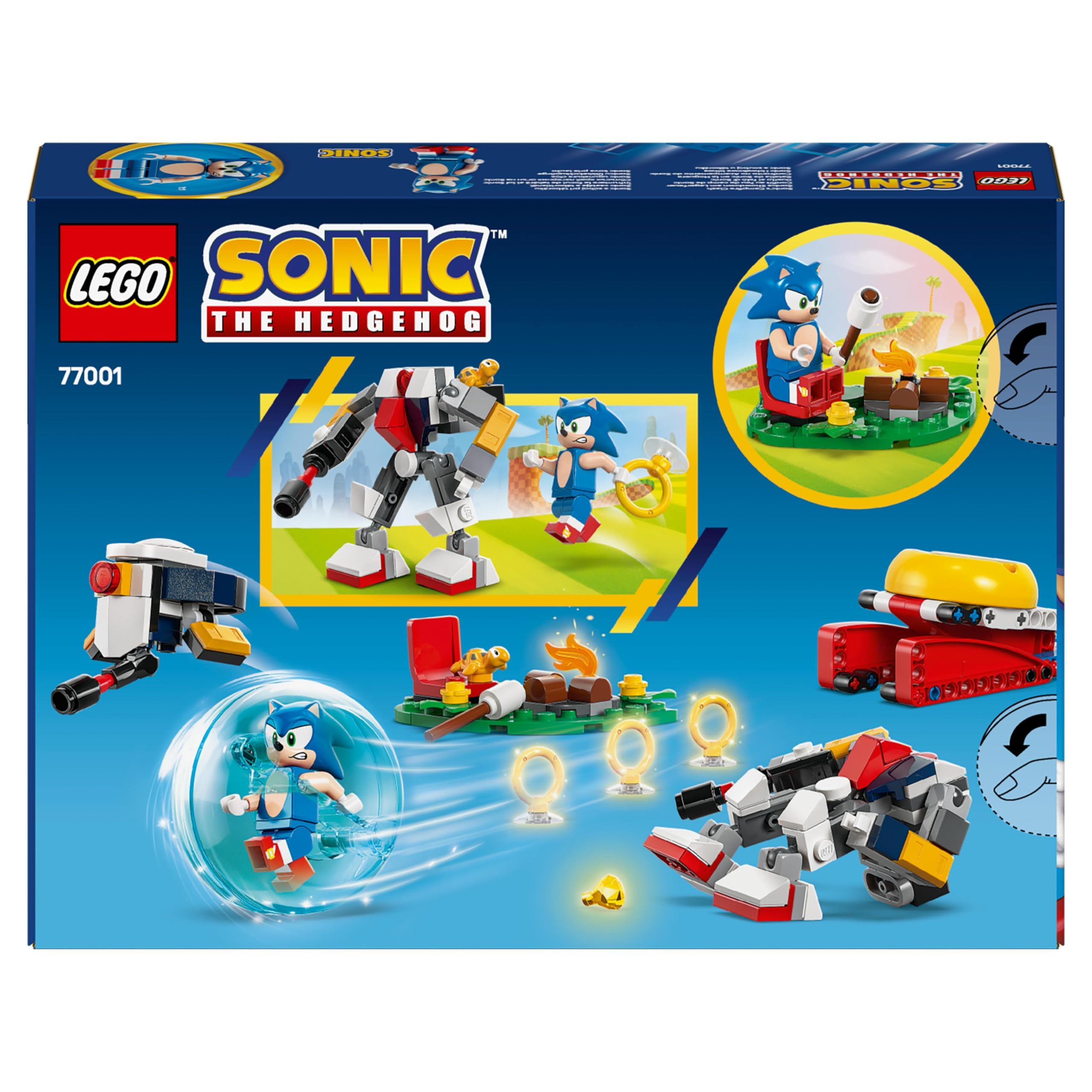 LEGO Sonic the Hedgehog Sonic i biwakowa bitwa 77001 | Scenka z gry, zabawka dla 7-latka, prezent dla fana Sonika, zestaw klocków konstrukcyjnych dla dzieci, 177 elementów