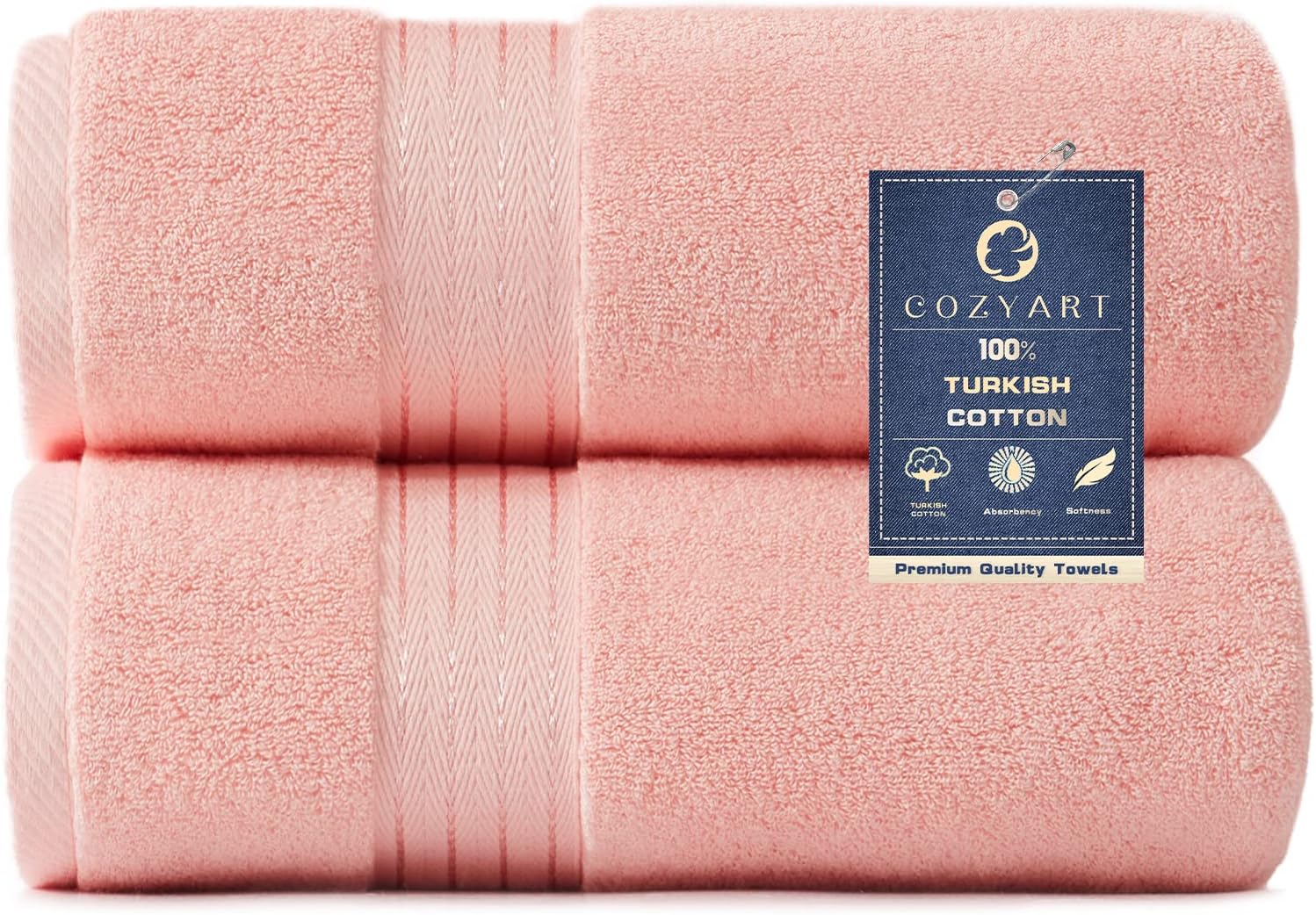 COZYART Pink Bath Towels for Bathroom 2 Pcs, 27x54 100