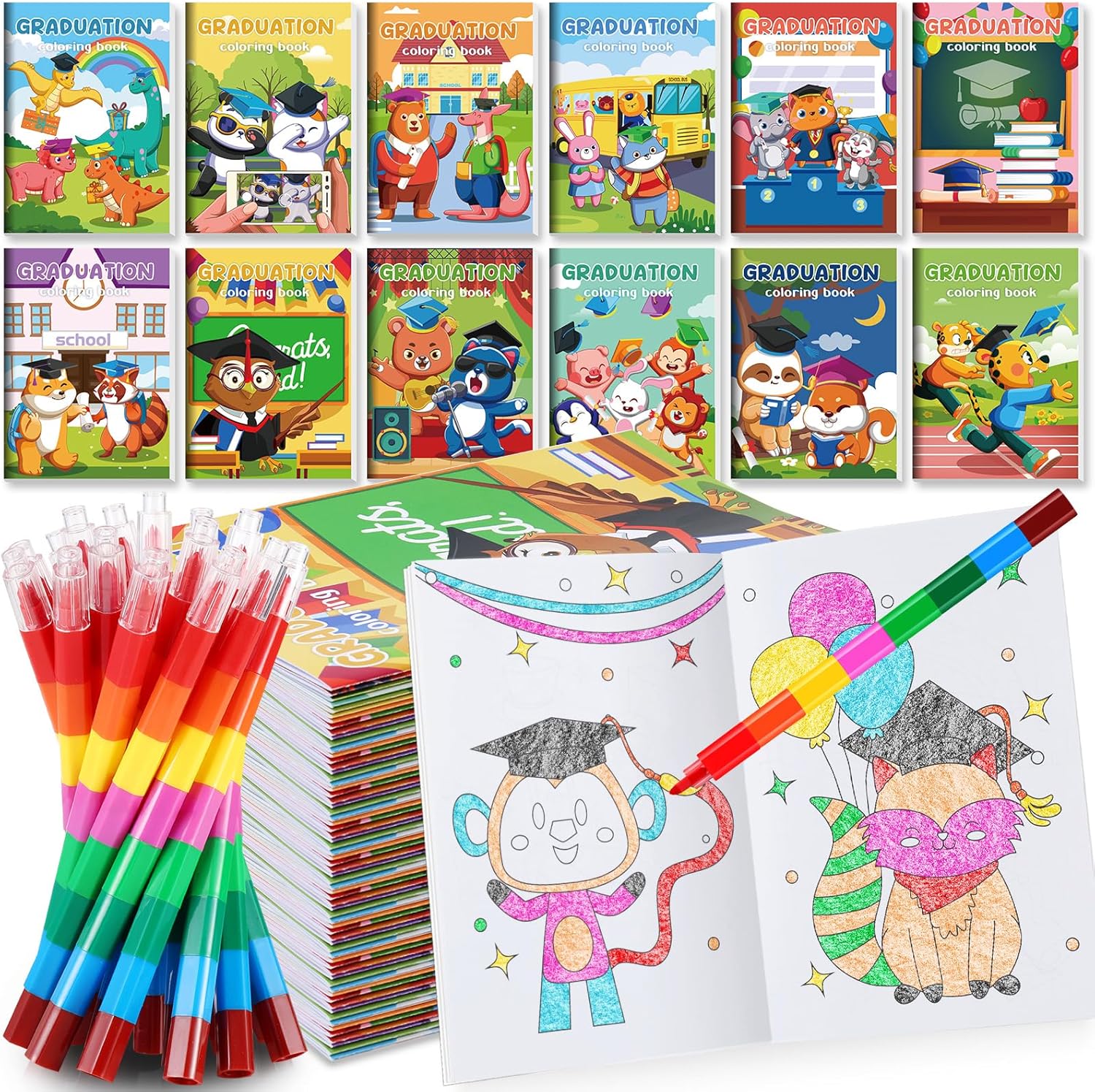 BenLouis 12 Mermaid Mini Coloring Books Kids with 12 Stacking Crayons Little Mermaid Theme Party Favors Small Activity Books Bulk for Kids Ocean Birthday Party Gift Goodie Bag Stuffers