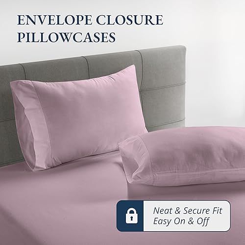 Miniatura 7 de Juego de 2 piezas con sábana bajera 100% algodón orgánico en tamaño individual y 1 funda de almohada, con tejido de percal de algodón ultra suave,