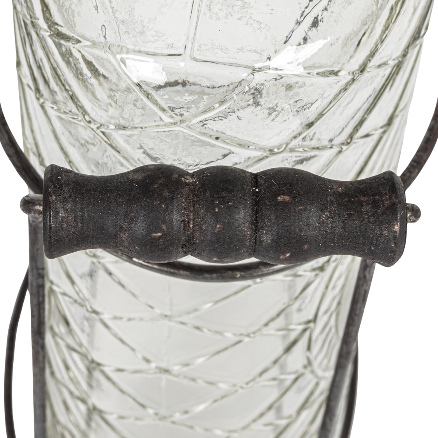 Creative Co-Op Glass vase in Metal Stand with Metal Frog Lid - Image 5